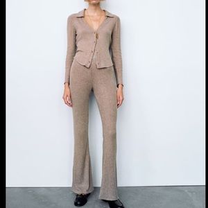 Soft feel ribbed set. Top and bottom